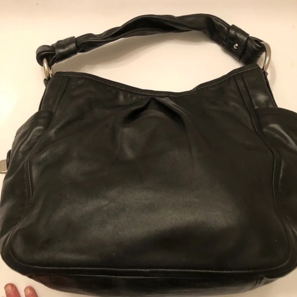 Coach black leather Parker hobo pleaded bag
